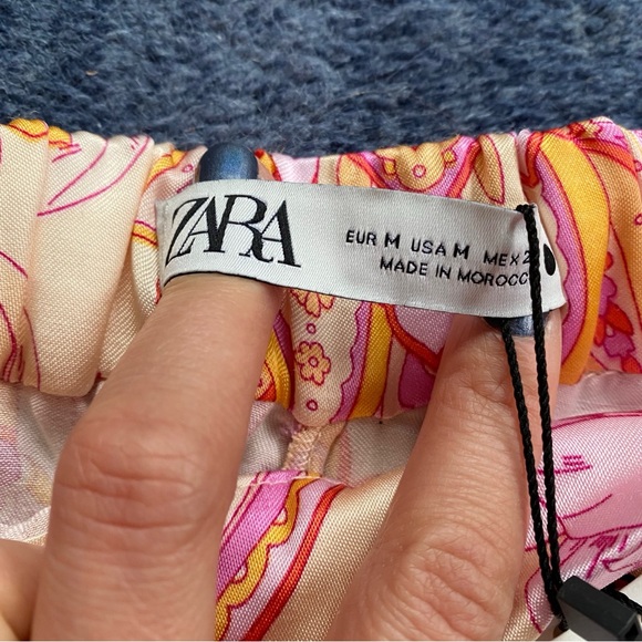 🌸 ZARA PINK MULTI PRINTED SATIN HIGH WAIST ANKLE TIE BAGGY ‘THE SASHA’ PANTS! - Picture 9 of 16